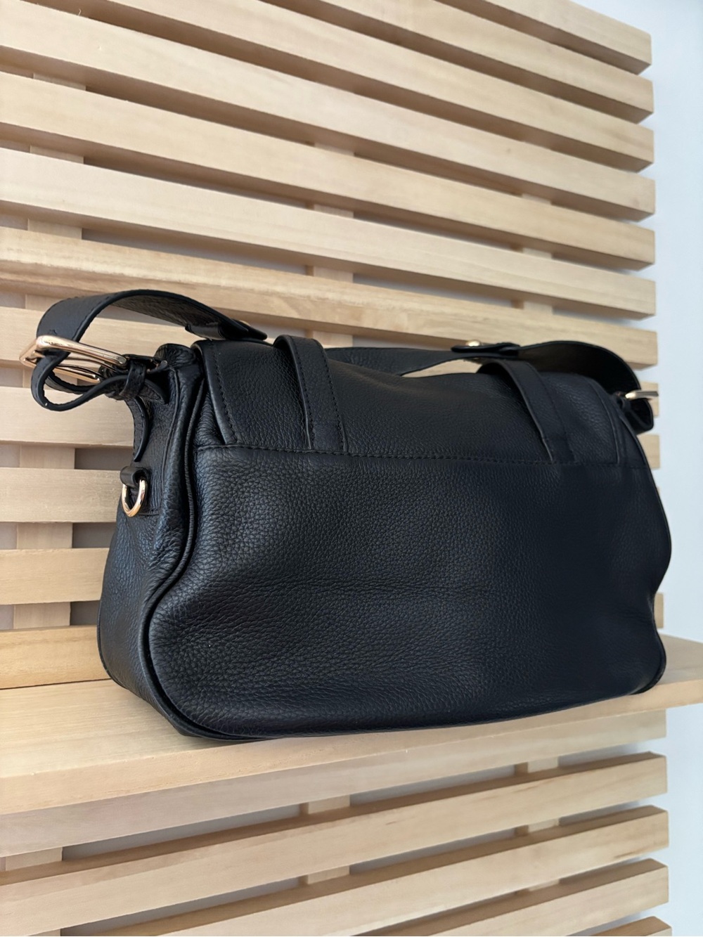 Purse Robert Dice | Leather | Black Satchel | Crossbody + Shoulder Bag - Picture 4 of 8